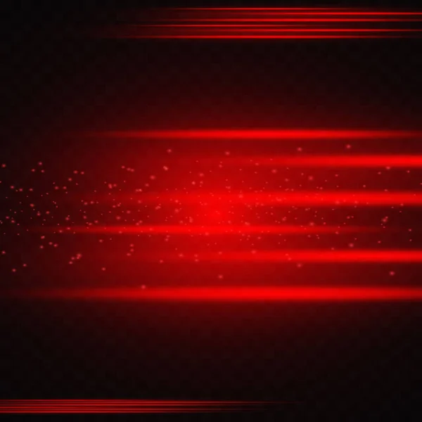 Parpadeo Rojo Con Rayos Luz Conjunto Brillantes Efectos Luz Vectorial — Vector de stock