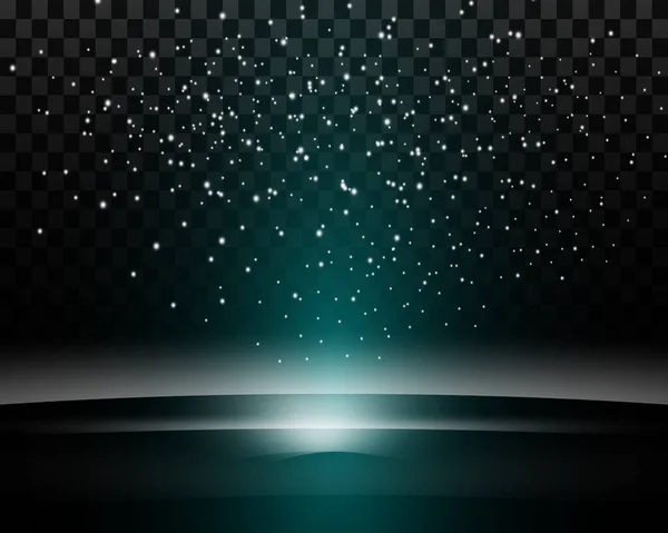 Schöne Lichtblitze Sternexplosionen Mit Glitzern Und Staub Auf Transparentem Hintergrund — Stockvektor
