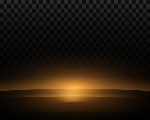 金色的霓虹灯 闪光的爆炸 透明背景上的闪光和灰尘 激光束 水平光束 — 图库矢量图片
