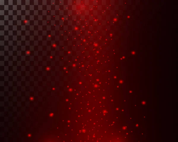 Roter Neonblitz Lichtexplosion Mit Glitzern Und Staub Auf Transparentem Hintergrund — Stockvektor
