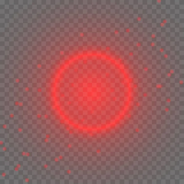 Cercle Lumineux Rouge Lumière Avec Réflexion Lumière Éblouissement Sur Fond — Image vectorielle