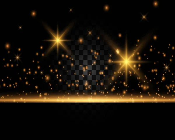 Fond Particules Poussière Avec Lumière Explosion Étoiles Sur Fond Transparent — Image vectorielle