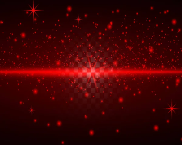 Hintergrund Roter Staubpartikel Mit Licht Und Sternexplosion Auf Transparentem Hintergrund — Stockvektor