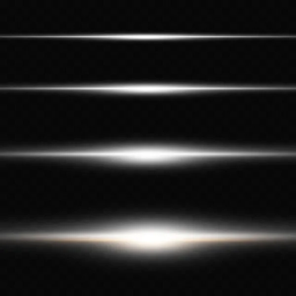 Set Silver Neon Lines Rays Light Transparent Background Vector Illustration — Archivo Imágenes Vectoriales