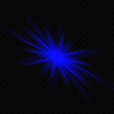 Bir yıldızın parlak neon ışığı, şeffaf bir arkaplanda parıltı ve tozlu bir ışık patlaması..