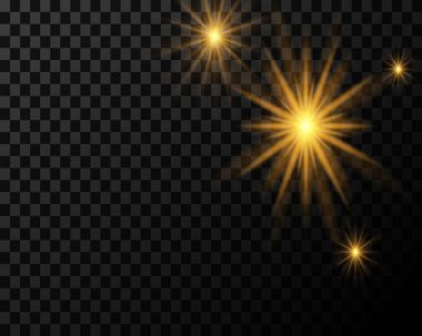 Işıklı toz parçacığı arkaplanı ve şeffaf arkaplanda yıldız patlaması