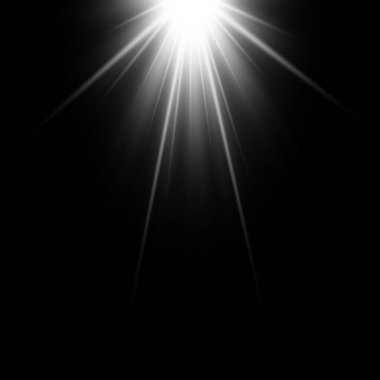 Gümüş neon ışığı, parıltılı ışık patlaması ve şeffaf arka planda toz. Lazer ışınları, parlak ışık ışınları.