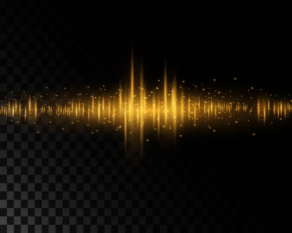 Sound Waves Light Gold Color Transparent Background Light Effect Background — Stock Vector