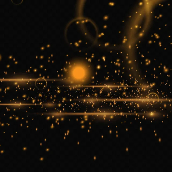 Fondo Partículas Polvo Con Luz Explosión Estrellas Sobre Fondo Transparente — Archivo Imágenes Vectoriales