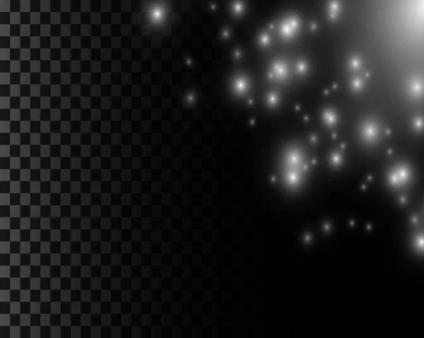 Fond Particules Poussière Avec Lumière Explosion Étoiles Sur Fond Transparent — Image vectorielle