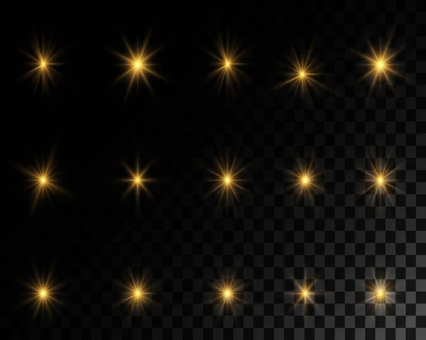 Set Beautiful Stars Vector Flares Light Transparent Background Abstract Laser — Vetor de Stock