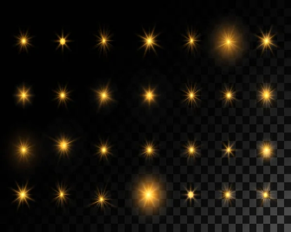 Set Beautiful Stars Vector Flares Light Transparent Background Abstract Laser — Stockový vektor
