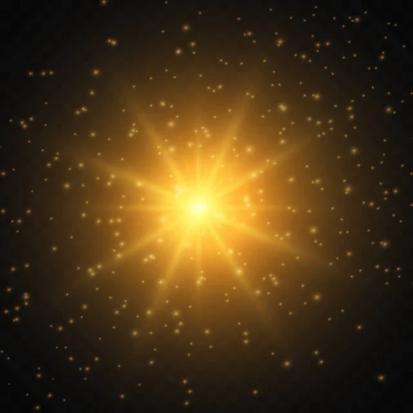 Bright Neon Flash Star Explosion Light Glitter Dust Transparent Background — 图库矢量图片