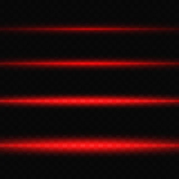 Set Neon Red Lines Flashes Transparent Background Vector Illustration — Vector de stock