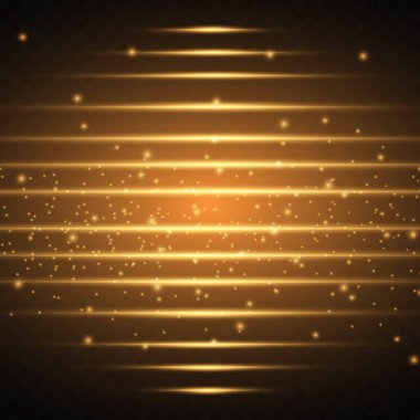 Altın ışık etkisi. Soyut flaş görüntü. Bu ışıklandırma senin tasarım çalışmanı geliştirecek. Lüks tasarım. Şeffaf bir arkaplanda vektör illüstrasyonu.