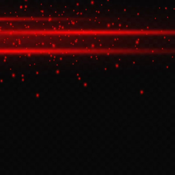 Abstract Red Laser Beams Transparent Background Vector Illustration Dust Light — Vetor de Stock