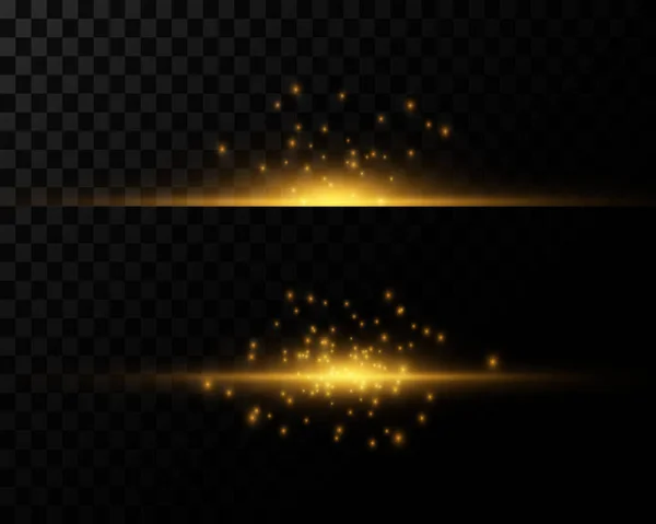 Χρυσό Λαμπερό Φως Αποτέλεσμα Διανυσματική Απεικόνιση Μαγική Γυαλιστερή Χρυσή Γραμμή — Διανυσματικό Αρχείο