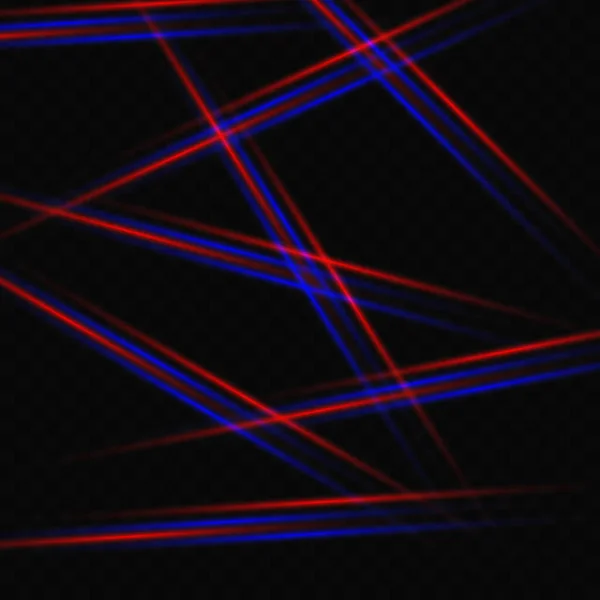 Intersection Red Blue Laser Lines Bright Flashes Transparent Background — Vetor de Stock