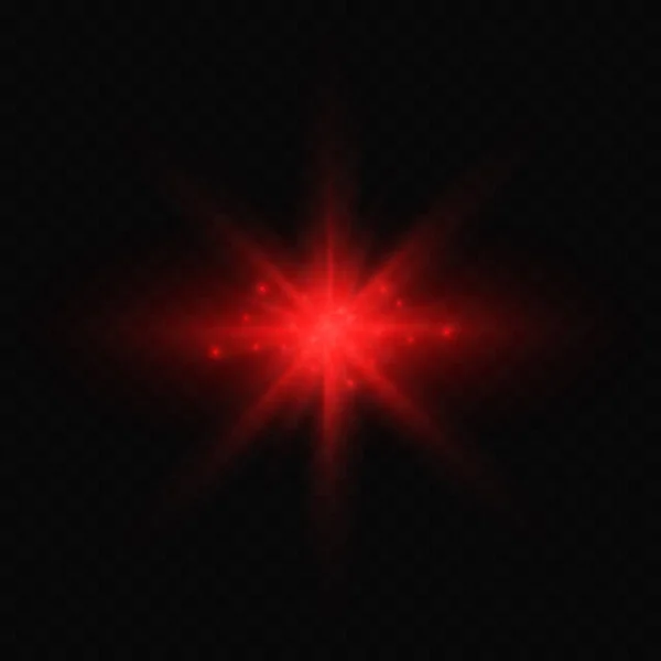 Radiance Bright Star Red Sunbeams Sunlight Black Transparent Background — Wektor stockowy