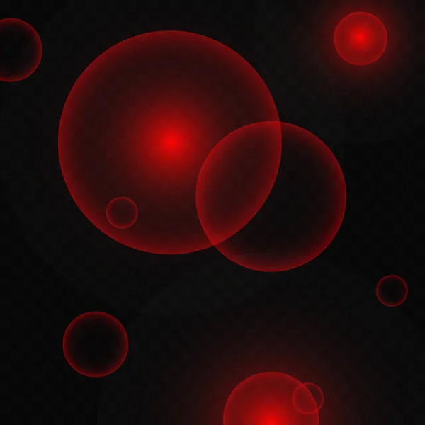 Red Neon Balls Cast Luminous Circles Your Design Transparent Background — Vettoriale Stock