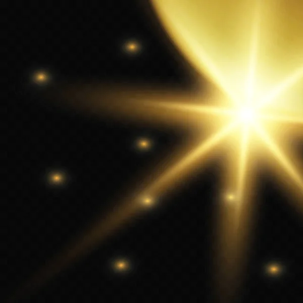 Star Light Flash Light Sunlight Shimmering Highlights Transparent Background Vector — Stock vektor