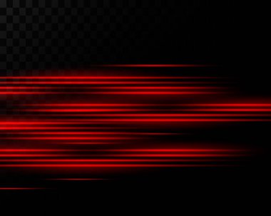 Red lines, rays, flashes of light. Film texture background with light translucence on transparent background