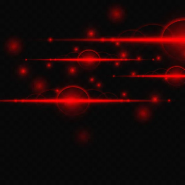Bright Red Rays Light Lines Dust Sparks Transparent Background Film — Image vectorielle