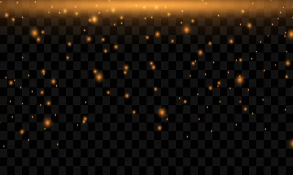 Golden Sparks Sparkle Special Light Effect Vector Sparkles Transparent Background — Stockvektor