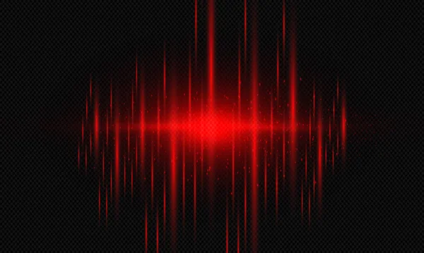 Abstract Red Laser Beams Dust Sparkles Isolated Transparent Background — Archivo Imágenes Vectoriales