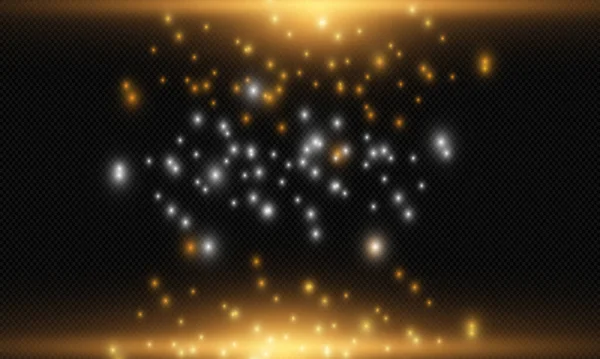 Golden Glow Effect Glare Explosion Sparkle Sun Glare Sparks Transparent — Stockvector