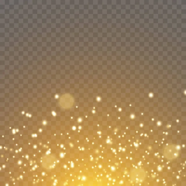 Golden Glow Effect Glare Explosion Sparkle Sun Glare Sparks Stars — Stockvector