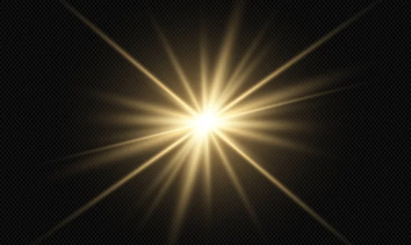 在明亮的光影下 恒星在透明的背景下闪烁着光芒 — 图库矢量图片