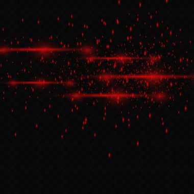 Red glowing beam of light exploded, star, explosion with dust and sparkles on a transparent background.