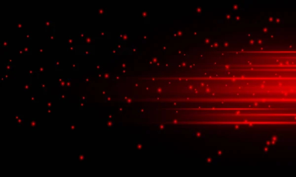 Red Glowing Beam Light Exploded Star Explosion Dust Sparkles Black — Stockvector