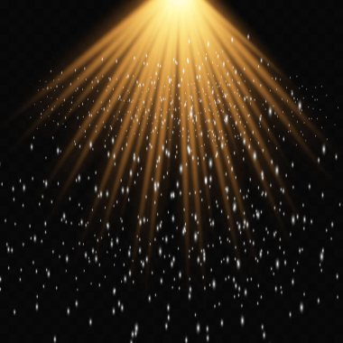 Transparent golden glow effect with dust. The star exploded with sparks and sparkles on a transparent background.