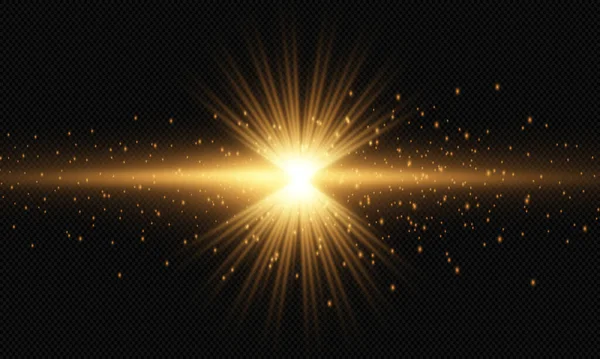 Star Burst Sparkles Light Effect Gold Glitter Transparent Background Vector — 图库矢量图片