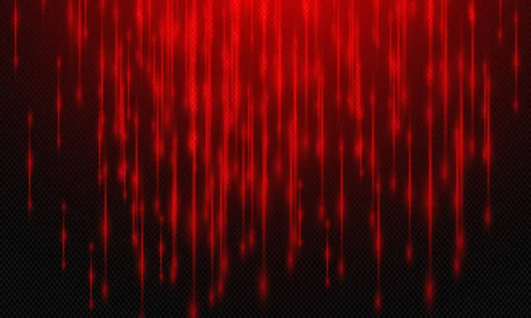 Abstract Red Laser Beams Dust Sparkles Isolated Transparent Background — Image vectorielle