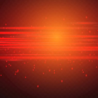 Red glowing beam of light exploded, neon lines, star, explosion with dust and sparkles on a transparent background.
