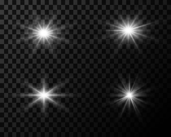 Set Flashes Light Bright Rays Reflection Light Light Lens Transparent — Stockvector