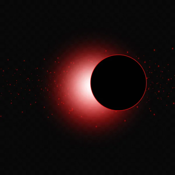透明な背景にキラキラとチリが隔離された赤い日食 皆既日食の現象 ベクターイラスト — ストックベクタ