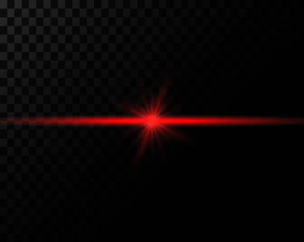 Red Laser Beam Neon Illumination Isolated Transparent Background Vector Illustration — Stock Vector