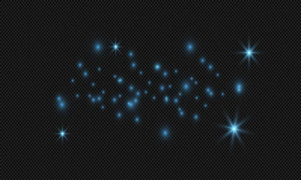 Ragyogó Tündérpor Részecskék Kék Szikrák Csillagok Különleges Fényhatással Ragyognak Átlátható — Stock Vector