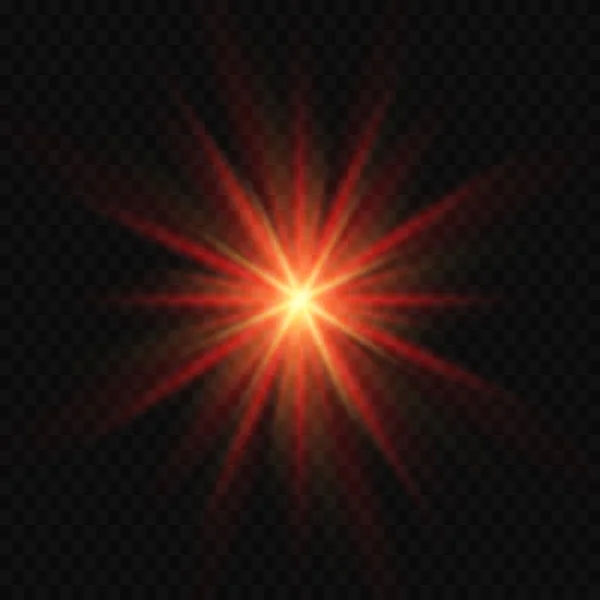 Éclairage Solaire Rouge Éclair Solaire Avec Rayons Projecteurs Explosion Éclatante — Image vectorielle