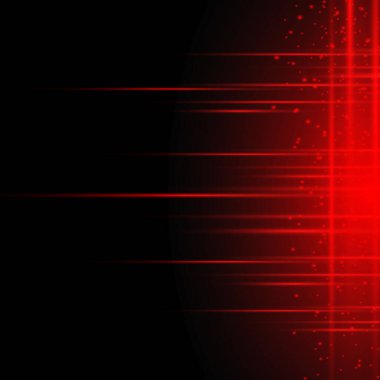Red glowing beam of light exploded, star, explosion with dust and sparkles on a black background.