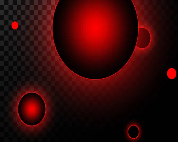 Cercles Rouges Abstraits Avec Éclairage Néon Espace Sur Fond Transparent — Image vectorielle