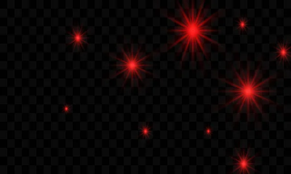 Czerwona Gwiazda Pękła Neonowym Oświetleniem Odizolowany Przejrzystym Tle Ilustracja Wektora — Wektor stockowy