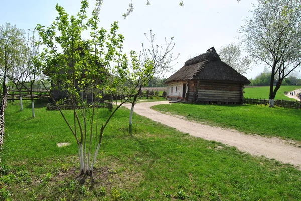 Landelijk Landschap Van Oekraïne Oekraïense Dorp Volksarchitectuur Van Oekraïne Dorp — Stockfoto