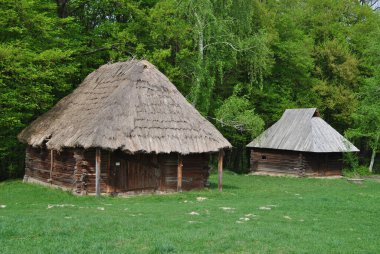 Ukrayna evi. Ukrayna 'da bir köy evi. Kulübe. Köy. Kiev. Ukrayna.
