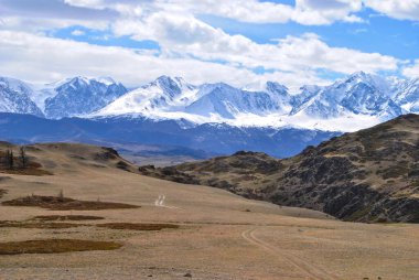 Dağ manzarası. Altai Dağları 'na giden yol. Altai Dağları. Altai..