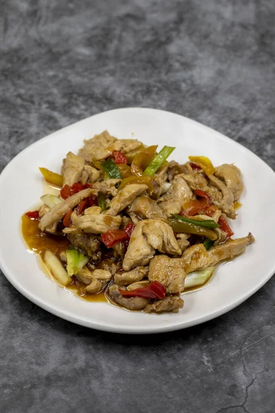 Plat Poulet Chinois Poulet Huile Olive Sauce Soja Plat Chinois — Photo